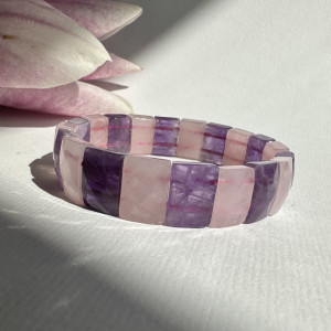Bracelet Rose Quartz and Amethyst natural